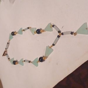 AQUA DRUZZY, BLACK ONYX, VINTAGE NECKLACE. EXCELLENT VINTAGE CONDITION, 10.5mm